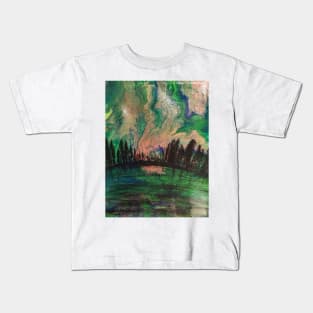 Winter aurora borealis Kids T-Shirt